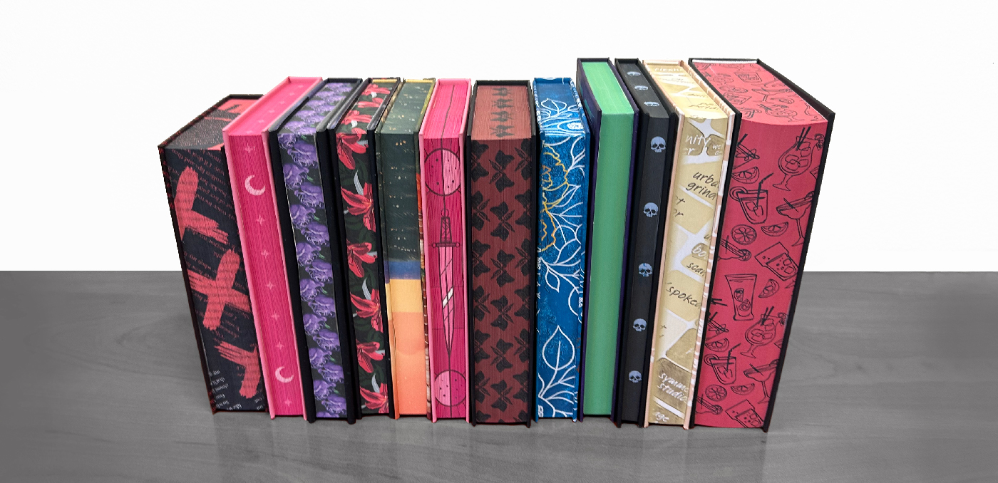 Row of Books With Edge Printing