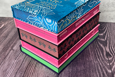 Stack of Books With Printed Edges