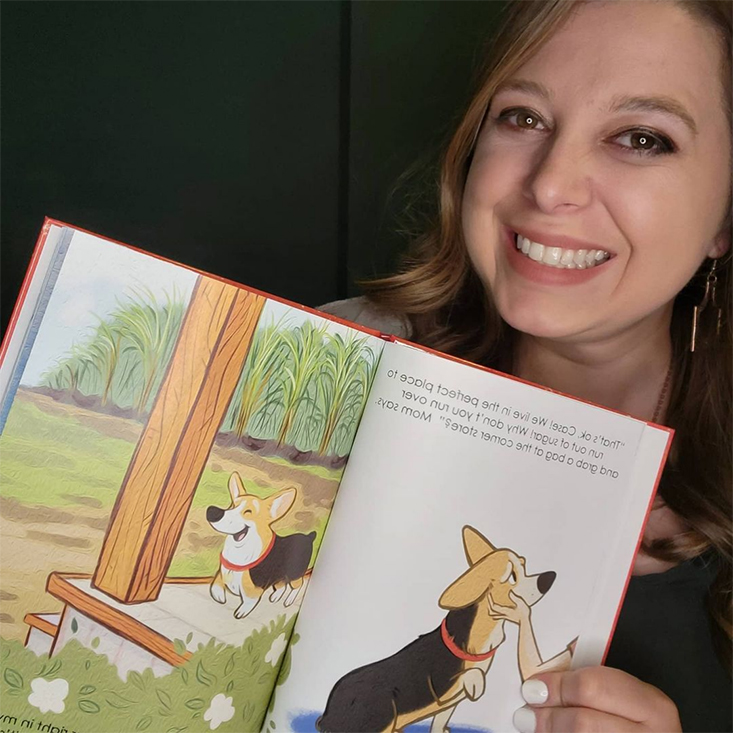 Author with book