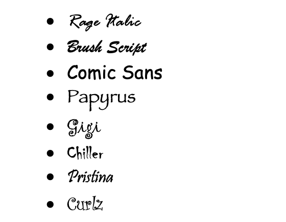 Fonts to Avoid